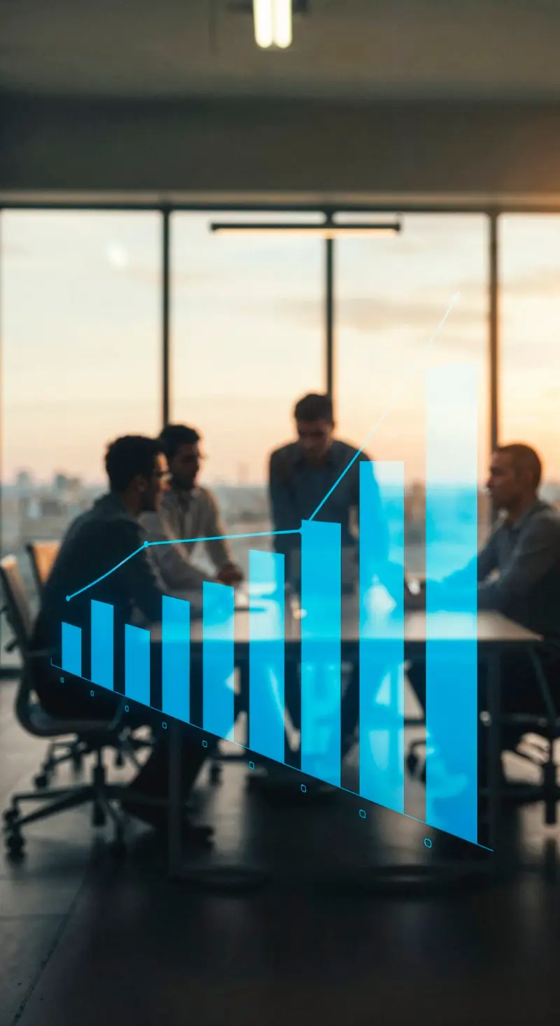 Business meeting with a financial graph